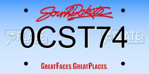 0CST74 South Dakota License Plate