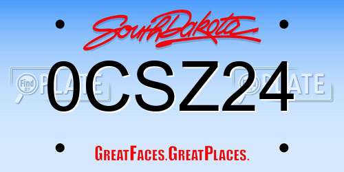 0CSZ24 South Dakota License Plate
