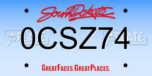 0CSZ74 South Dakota License Plate