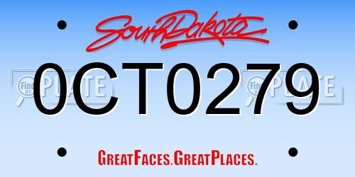 0CT0279 South Dakota License Plate