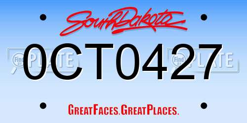 0CT0427 South Dakota License Plate
