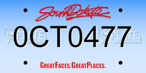 0CT0477 South Dakota License Plate