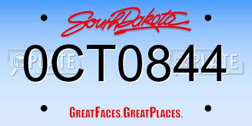 0CT0844 South Dakota License Plate