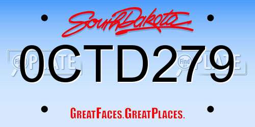 0CTD279 South Dakota License Plate