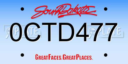 0CTD477 South Dakota License Plate