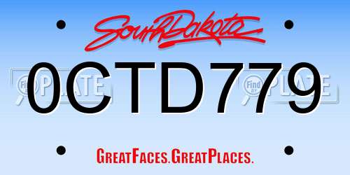 0CTD779 South Dakota License Plate