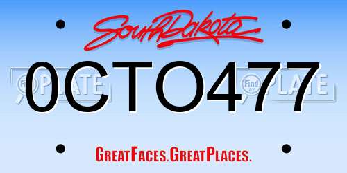 0CTO477 South Dakota License Plate