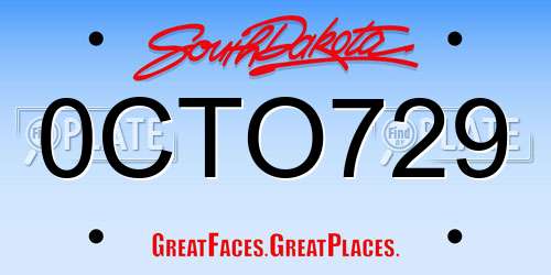 0CTO729 South Dakota License Plate