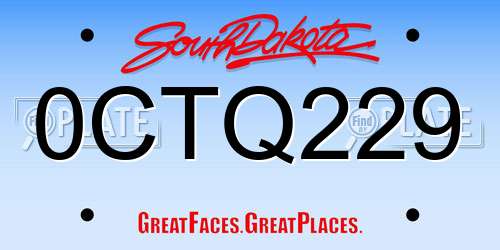 0CTQ229 South Dakota License Plate