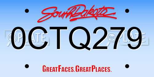 0CTQ279 South Dakota License Plate