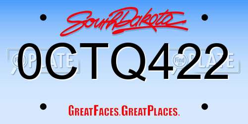 0CTQ422 South Dakota License Plate