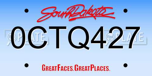 0CTQ427 South Dakota License Plate