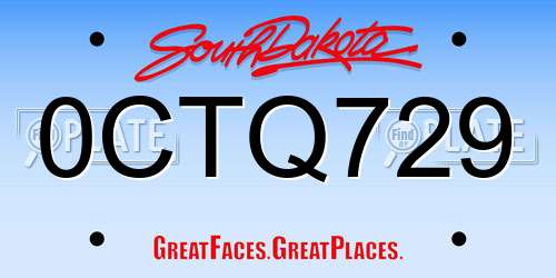 0CTQ729 South Dakota License Plate