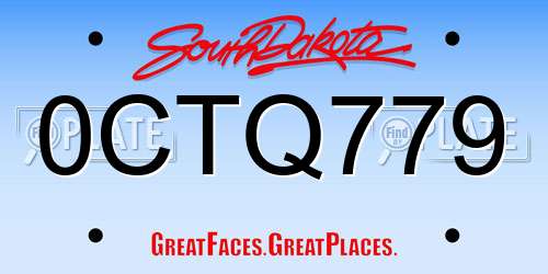 0CTQ779 South Dakota License Plate