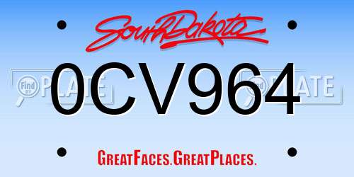 0CV964 South Dakota License Plate