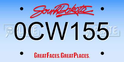 0CW155 South Dakota License Plate