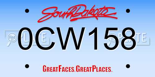 0CW158 South Dakota License Plate