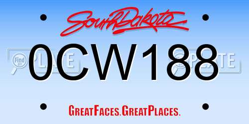 0CW188 South Dakota License Plate