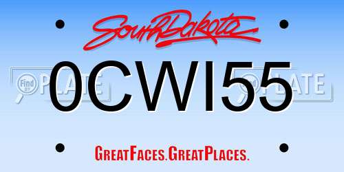 0CWI55 South Dakota License Plate