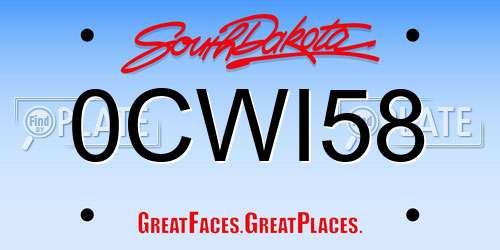 0CWI58 South Dakota License Plate