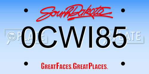 0CWI85 South Dakota License Plate