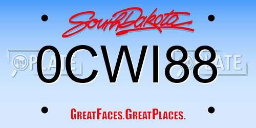 0CWI88 South Dakota License Plate
