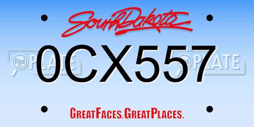 0CX557 South Dakota License Plate