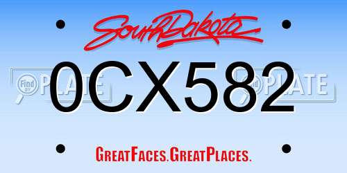 0CX582 South Dakota License Plate