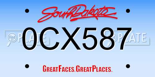 0CX587 South Dakota License Plate