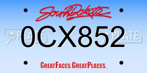 0CX852 South Dakota License Plate