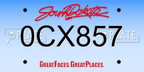 0CX857 South Dakota License Plate