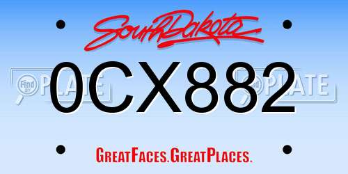 0CX882 South Dakota License Plate