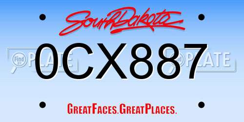 0CX887 South Dakota License Plate