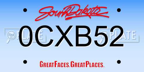 0CXB52 South Dakota License Plate