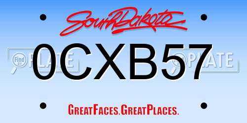 0CXB57 South Dakota License Plate