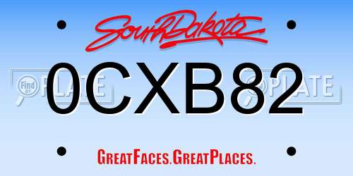 0CXB82 South Dakota License Plate