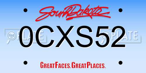 0CXS52 South Dakota License Plate
