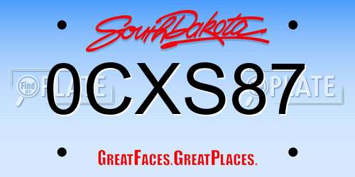 0CXS87 South Dakota License Plate