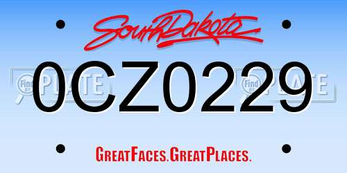 0CZ0229 South Dakota License Plate