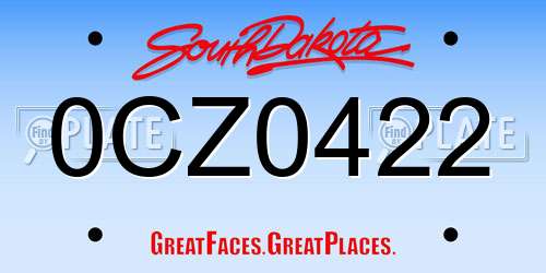 0CZ0422 South Dakota License Plate