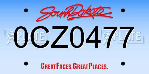 0CZ0477 South Dakota License Plate