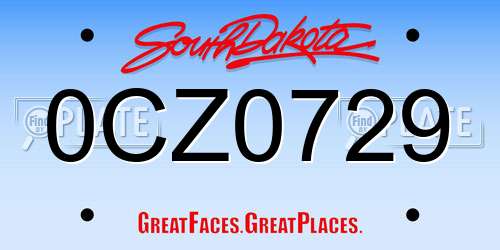 0CZ0729 South Dakota License Plate