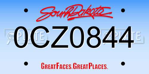0CZ0844 South Dakota License Plate