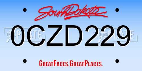 0CZD229 South Dakota License Plate