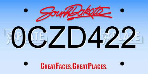 0CZD422 South Dakota License Plate