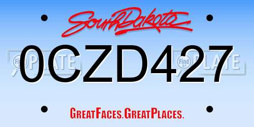 0CZD427 South Dakota License Plate