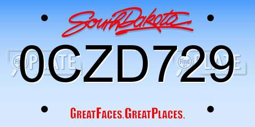 0CZD729 South Dakota License Plate