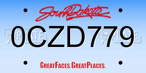 0CZD779 South Dakota License Plate