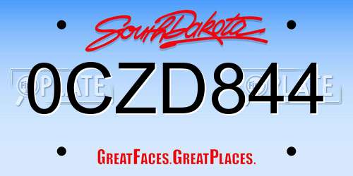 0CZD844 South Dakota License Plate