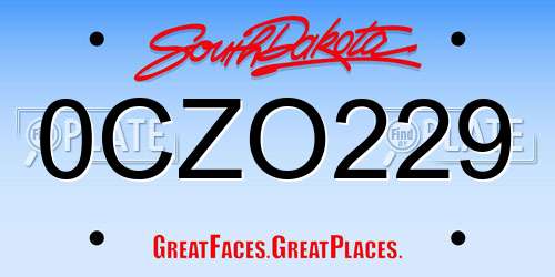0CZO229 South Dakota License Plate